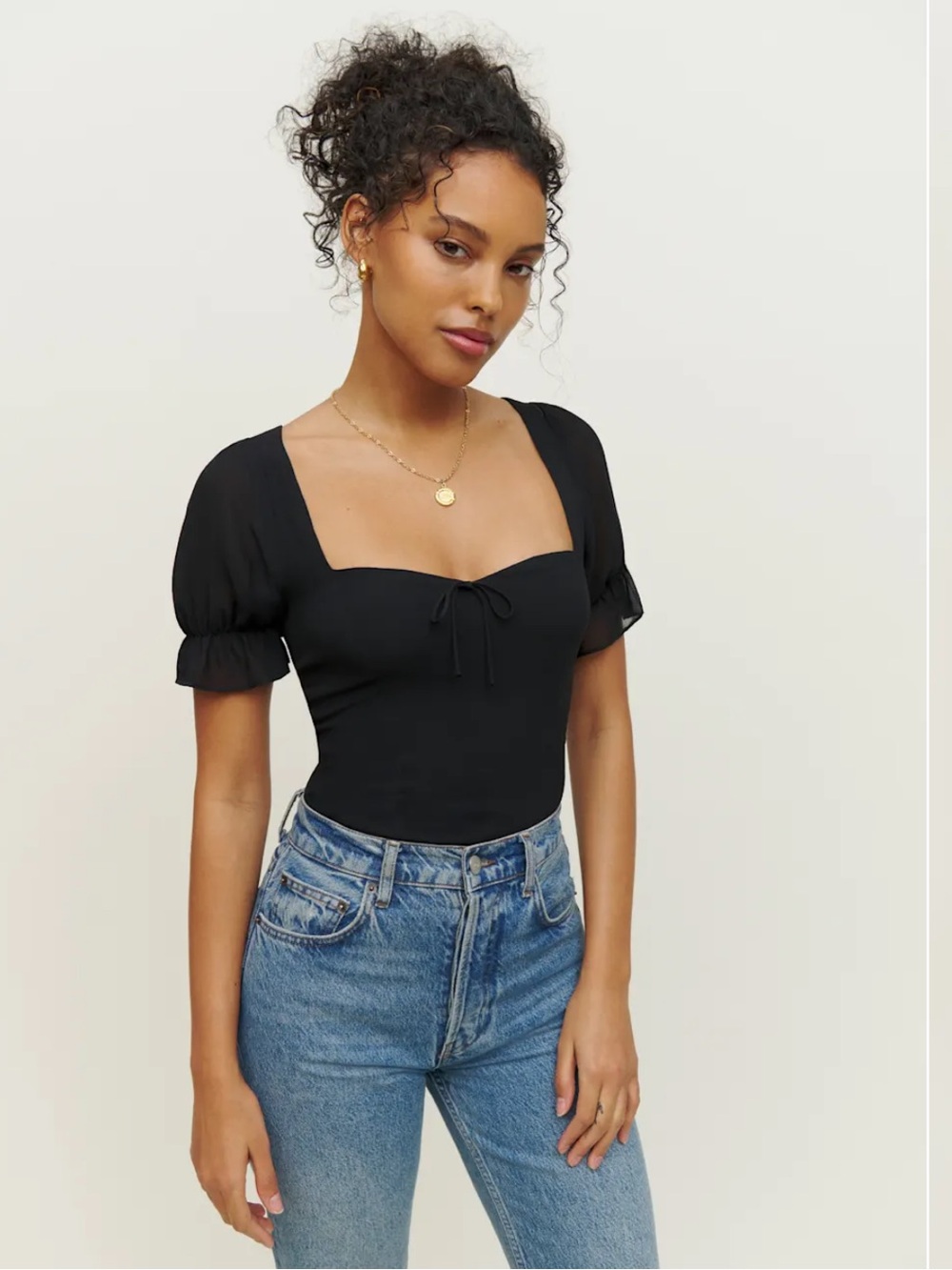 Reformation Delevan Black Women's Top